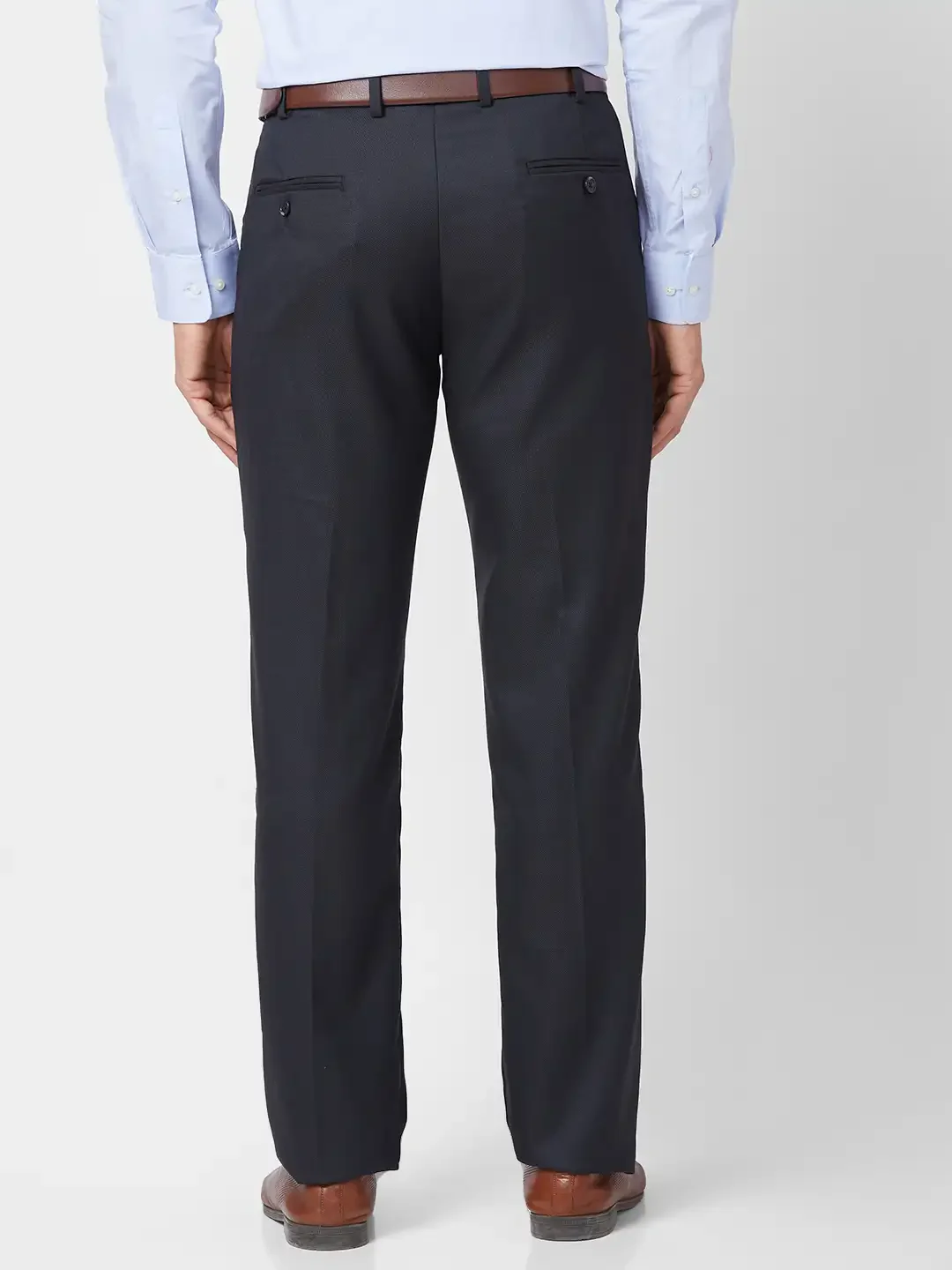 Park Avenue Men Grey Structure Regular Fit Polyester Blend Trouser - Image 4