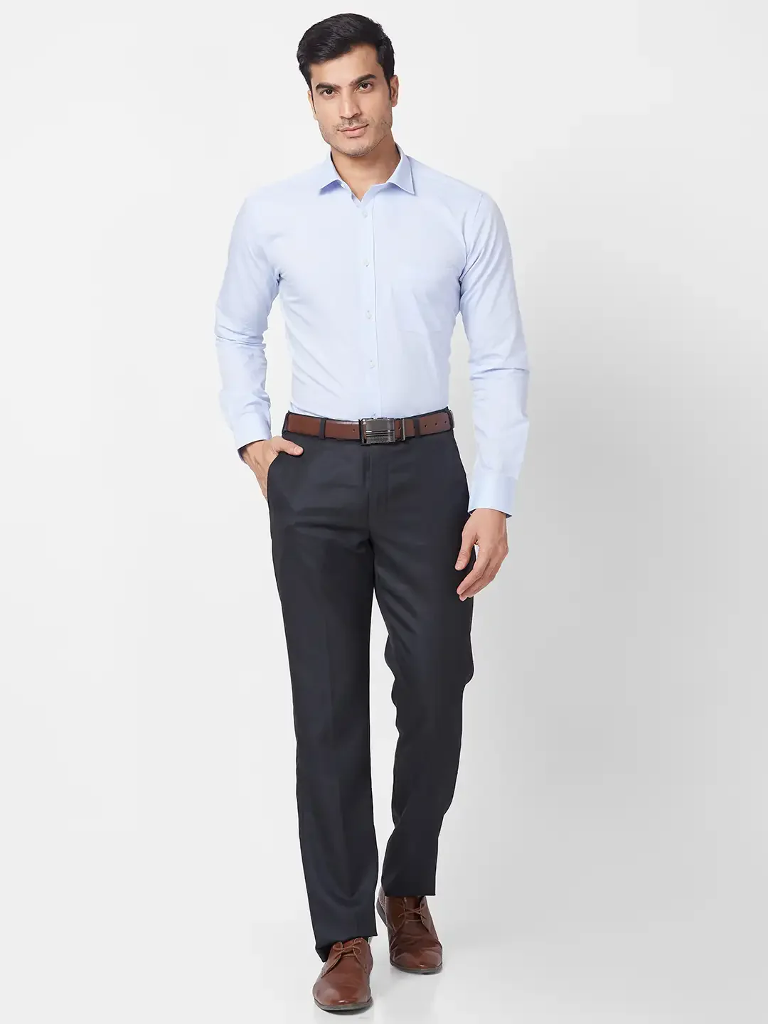 Park Avenue Men Grey Structure Regular Fit Polyester Blend Trouser - Image 5