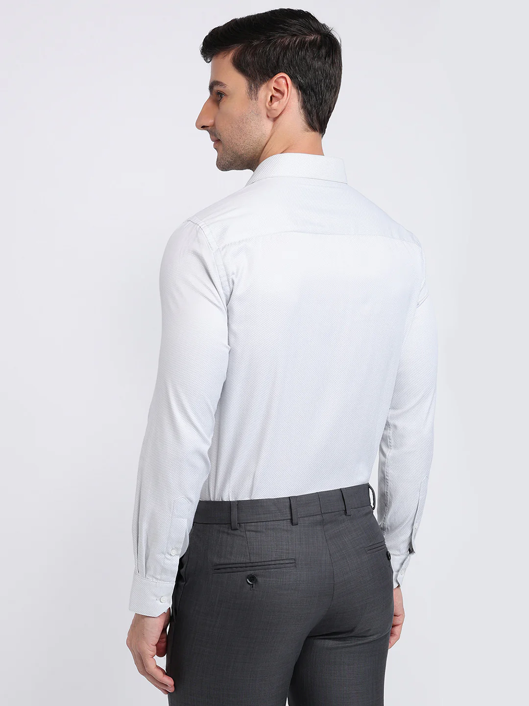 Park Avenue Men Grey Structure Slim Fit Cotton Blend Shirt - Image 4