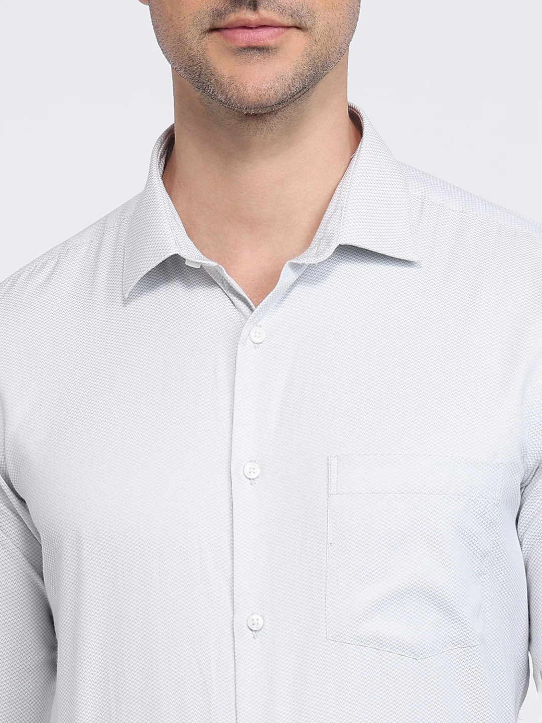 Park Avenue Men Grey Structure Slim Fit Cotton Blend Shirt - Image 6