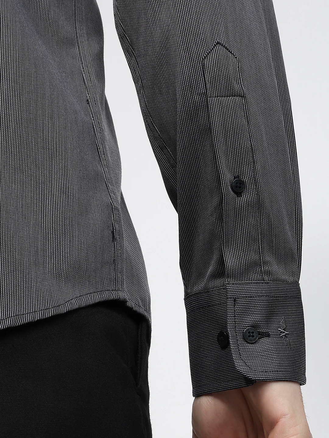 Park Avenue Men Grey Structure Slim Fit Cotton Shirt - Image 7