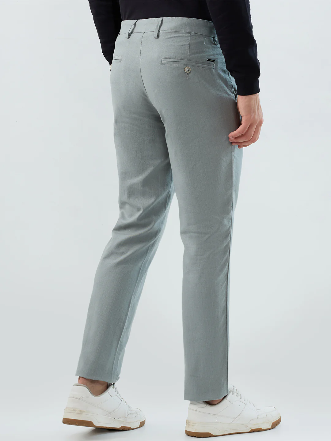 Park Avenue Men Grey Structure Slim Fit Cotton Trouser - Image 4
