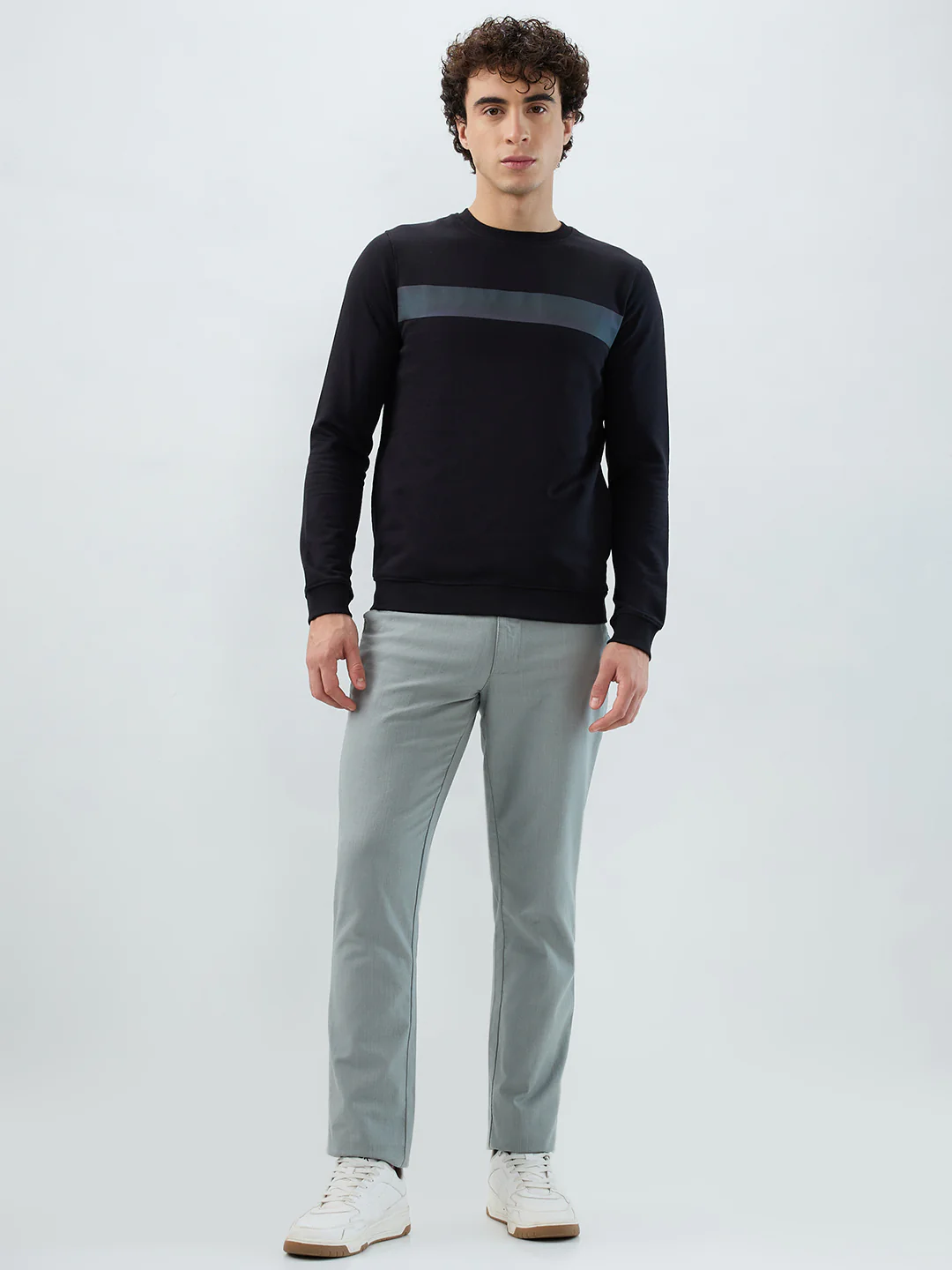Park Avenue Men Grey Structure Slim Fit Cotton Trouser - Image 5