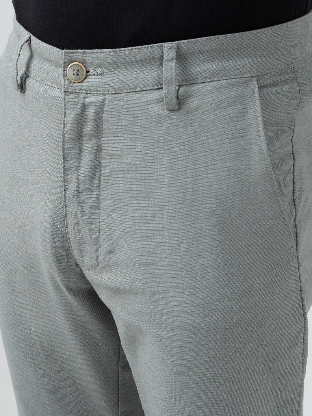 Park Avenue Men Grey Structure Slim Fit Cotton Trouser - Image 6