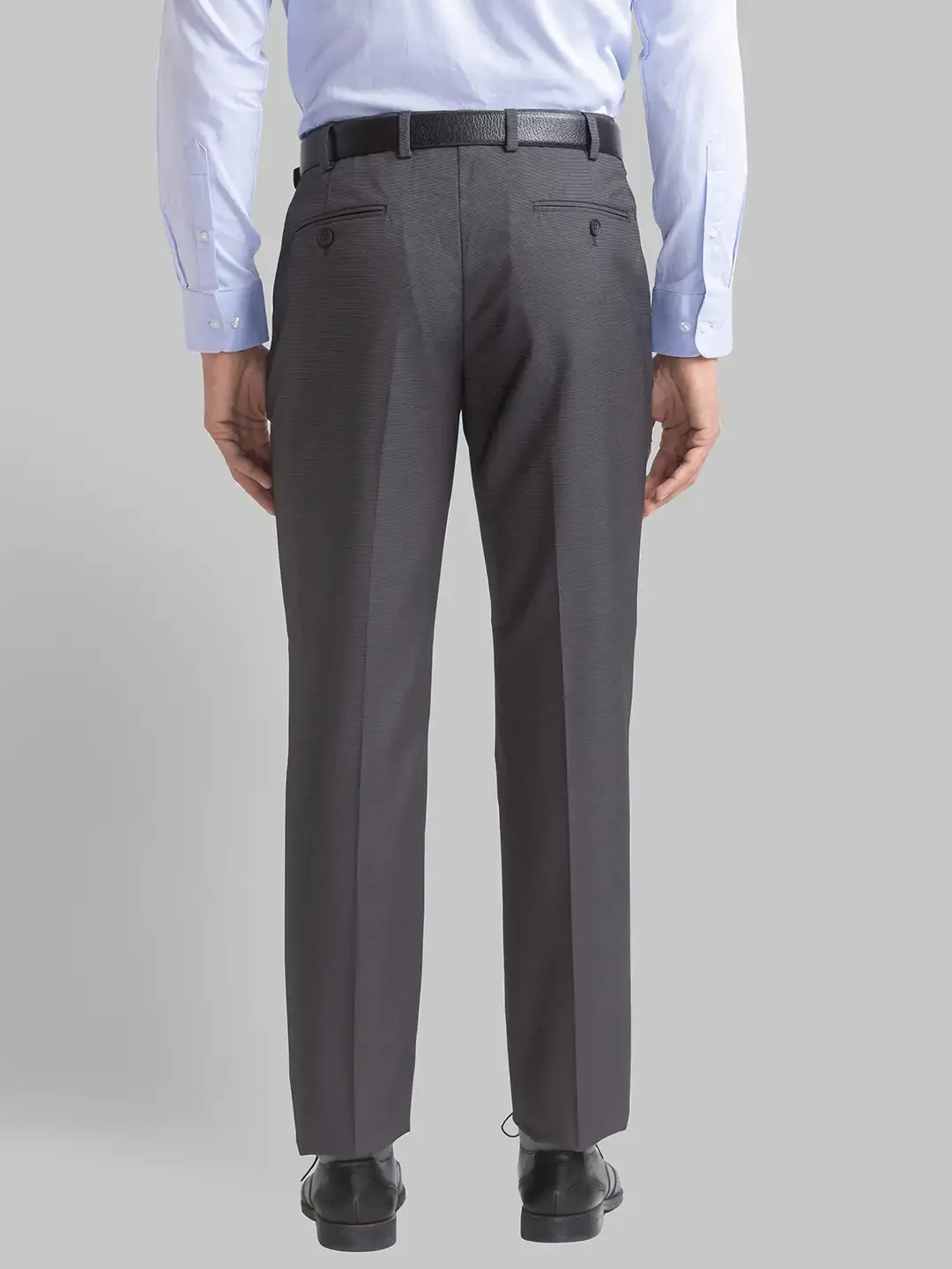 Park Avenue Men Grey Structure Smart Fit Polyester Blend Trouser - Image 4