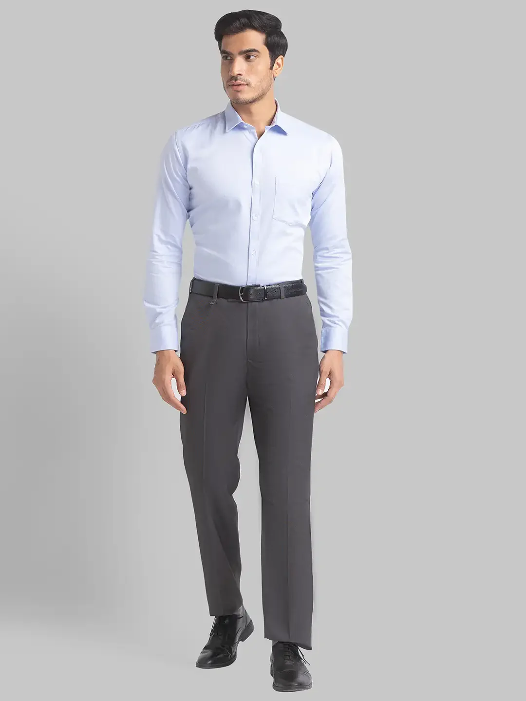 Park Avenue Men Grey Structure Smart Fit Polyester Blend Trouser - Image 5