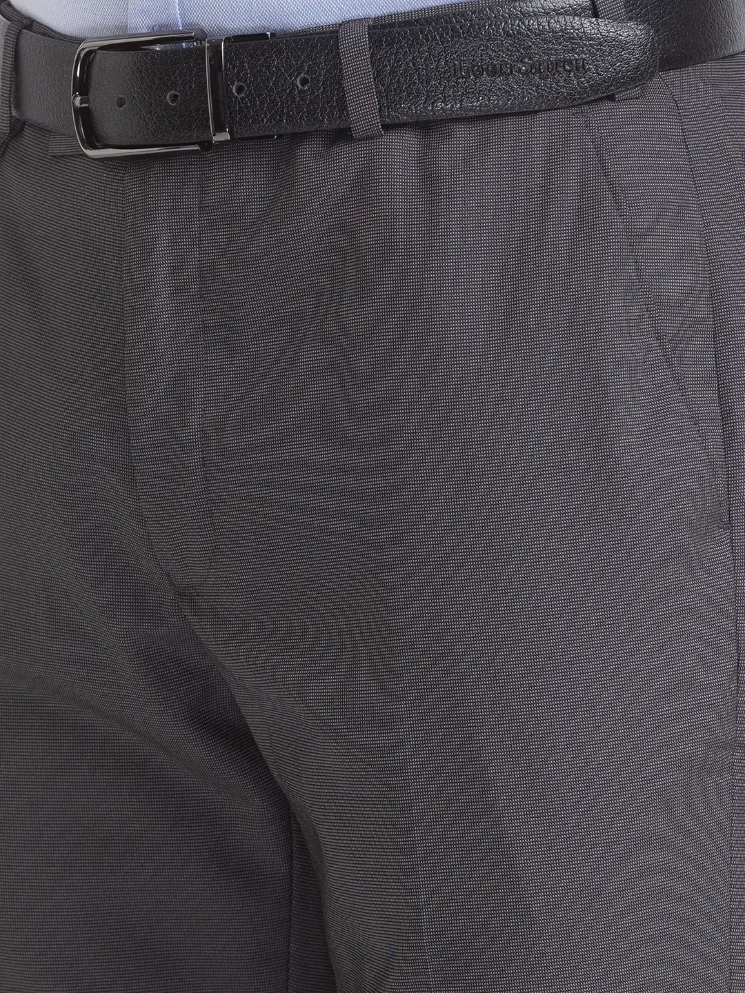 Park Avenue Men Grey Structure Smart Fit Polyester Blend Trouser - Image 6