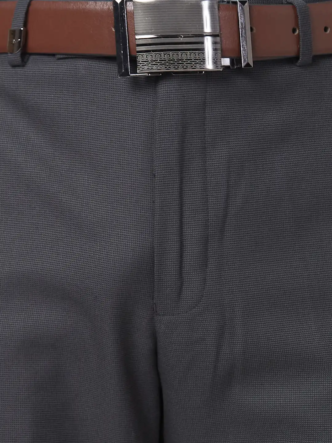 Park Avenue Men Grey Structure Smart Fit Polyester Blend Trouser - Image 7