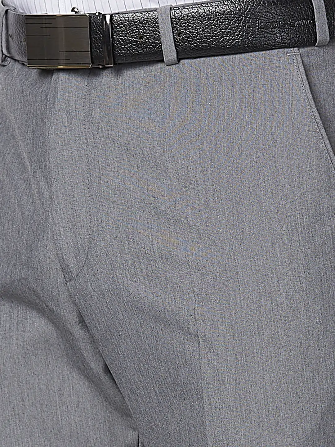 Park Avenue Men Grey Structure Smart Fit Polyester Blend Trouser - Image 6