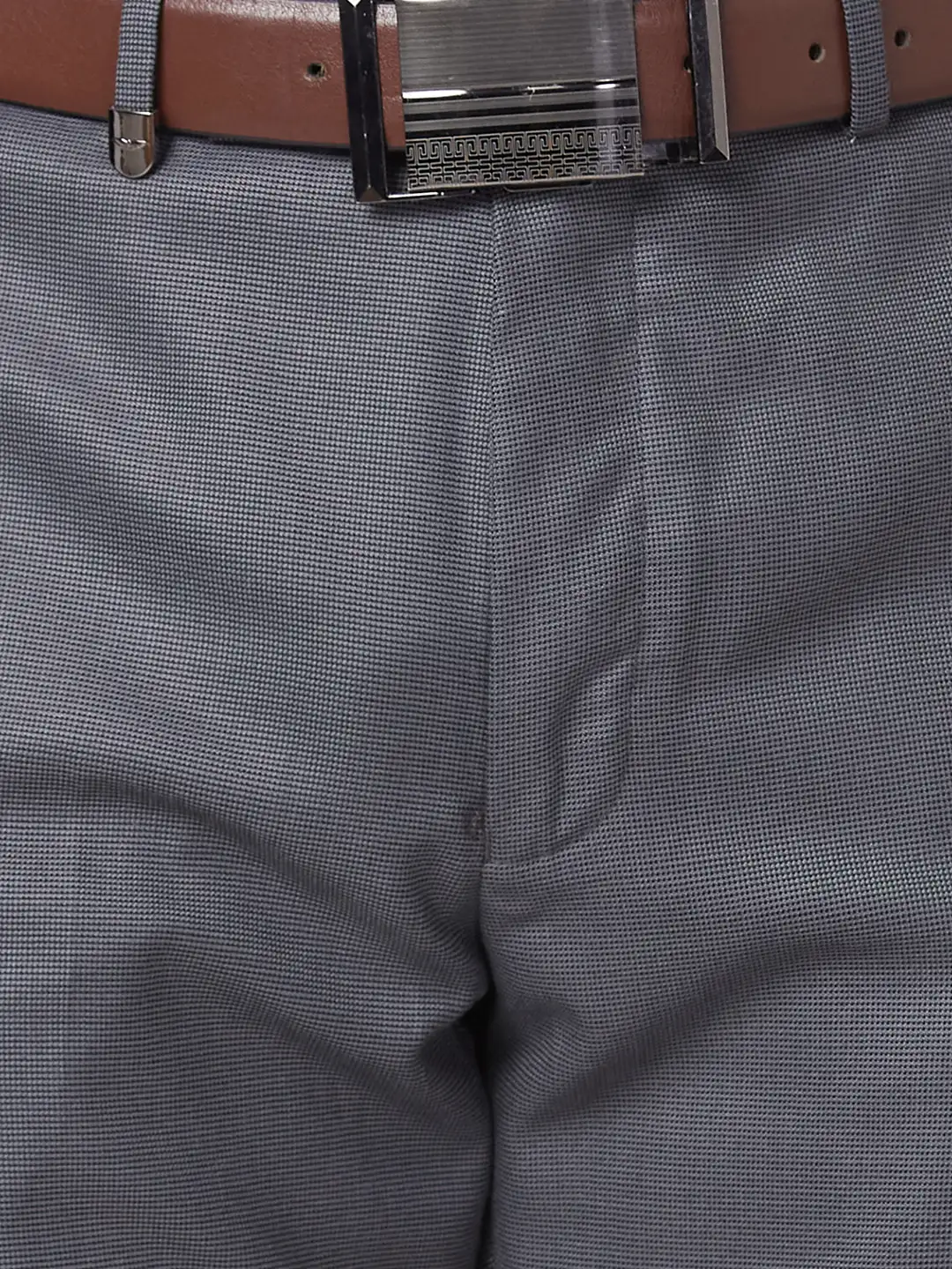Park Avenue Men Grey Structure Smart Fit Polyester Blend Trouser - Image 7