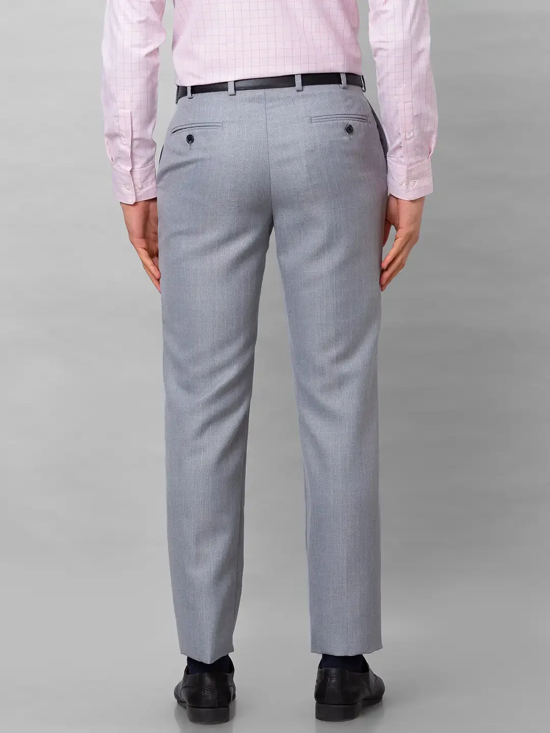 Park Avenue Men Grey Structure Smart Fit Polyester Blend Trousers - Image 5