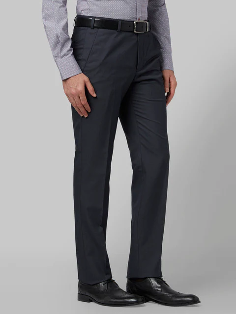 Park Avenue Men Grey Structure Super Slim Fit Polyester Blend Trouser - Image 2