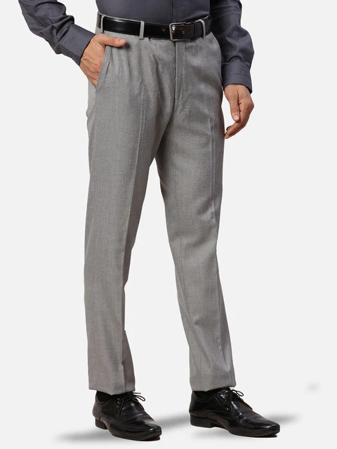 Park Avenue Men Grey Structured Slim Fit Polyester Blend Trouser - Image 2