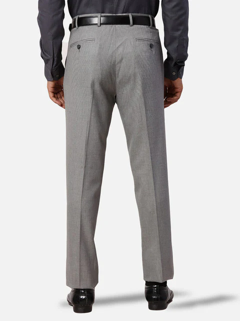 Park Avenue Men Grey Structured Slim Fit Polyester Blend Trouser - Image 4