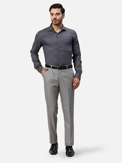 Park Avenue Men Grey Structured Slim Fit Polyester Blend Trouser - Image 5