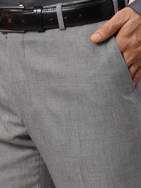 Park Avenue Men Grey Structured Slim Fit Polyester Blend Trouser - Image 6