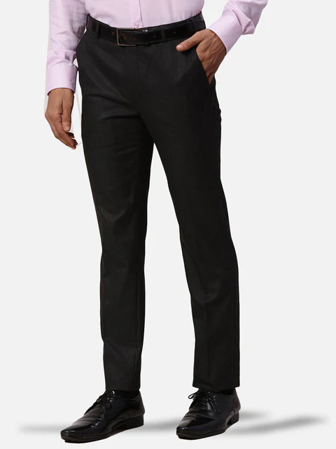 Park Avenue Men Grey Structured Slim Fit Polyester Blend Trouser - Image 3