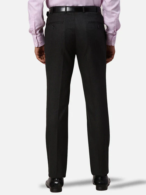Park Avenue Men Grey Structured Slim Fit Polyester Blend Trouser - Image 4