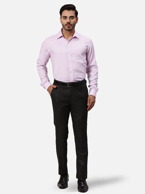 Park Avenue Men Grey Structured Slim Fit Polyester Blend Trouser - Image 5
