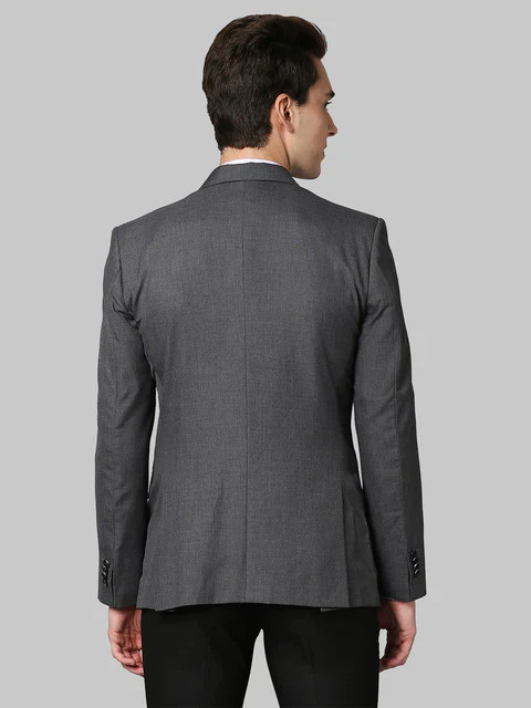 Park Avenue Men Grey Super Slim Fit Solid Suit - Image 4