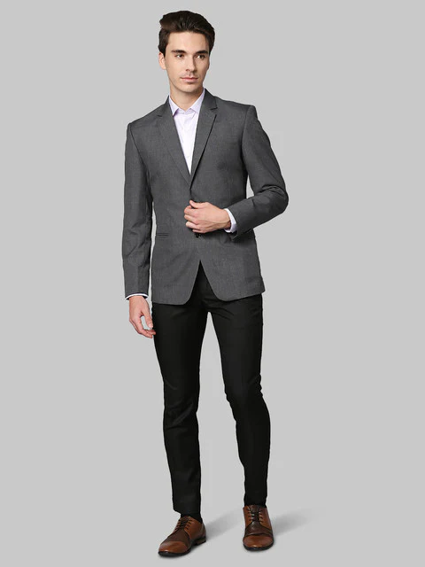 Park Avenue Men Grey Super Slim Fit Solid Suit - Image 5