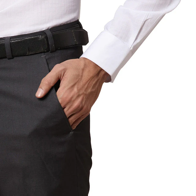 Park Avenue Men Grey Super Slim Fit Terry Blend Trouser - Image 6