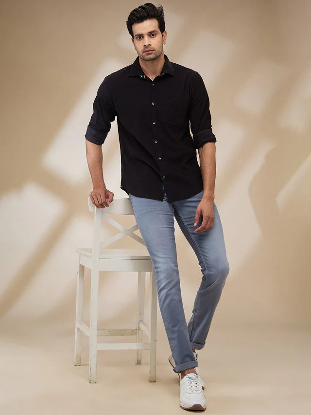 Park Avenue Men Grey Twill Slim Fit Cotton Blend Jeans - Image 2