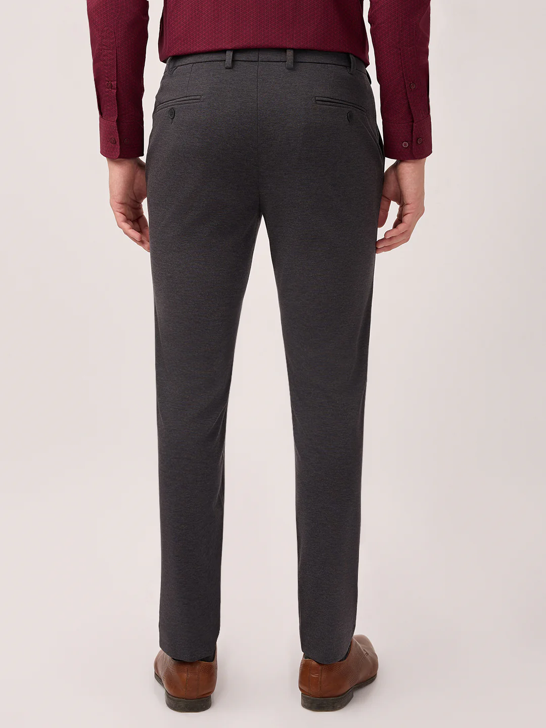 Park Avenue Men Grey Twill Super Slim Fit Polyester Blend Trouser - Image 4