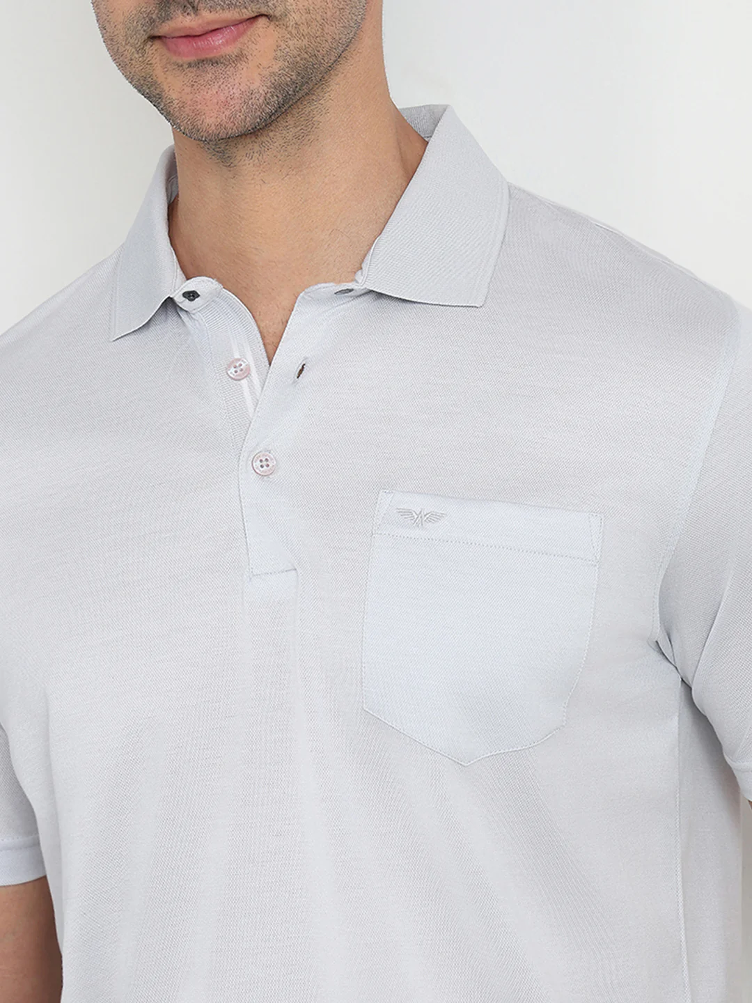 Park Avenue Men Grey Two Tone Slim Fit Cotton Half Sleeve Round Neck Collar T-Shirt - Image 6