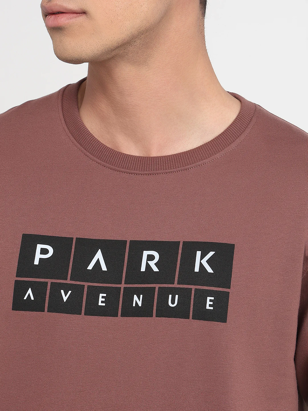 Park Avenue Men Khaki Print Slim Fit Cotton Blend Sweatshirt - Image 6