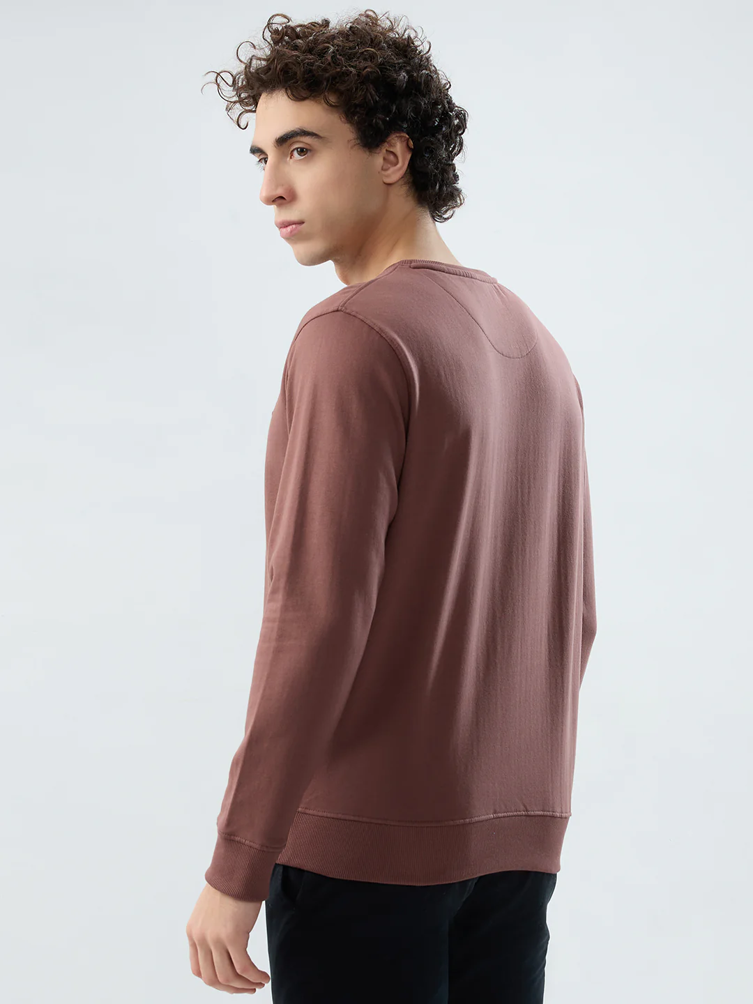 Park Avenue Men Khaki Solid Slim Fit Cotton Blend Sweatshirt - Image 4