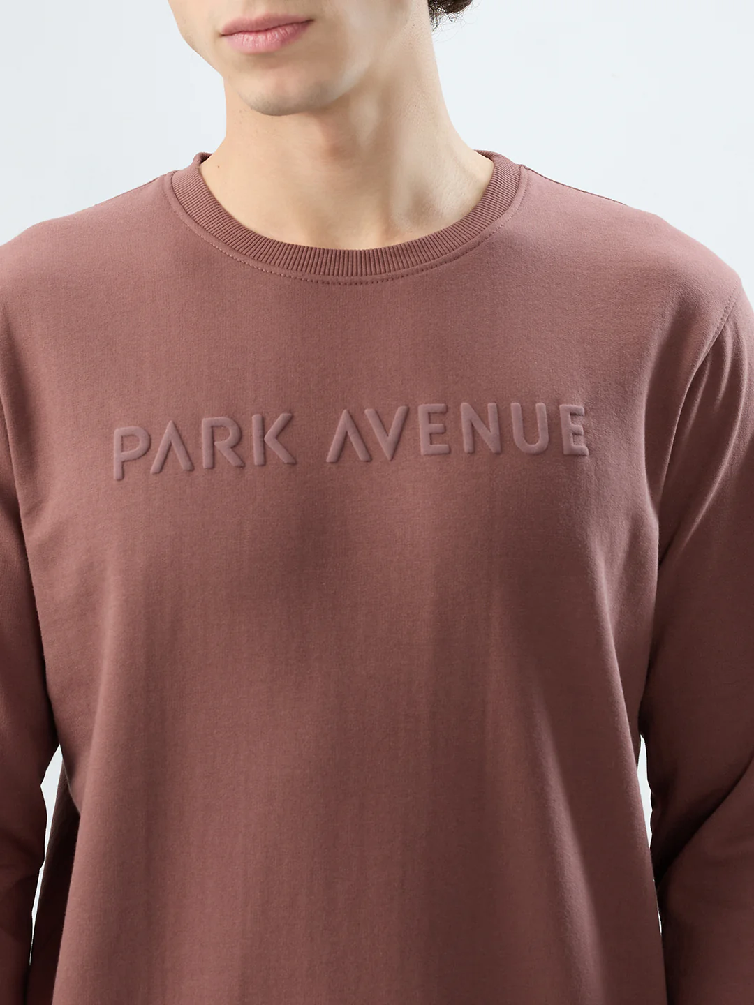 Park Avenue Men Khaki Solid Slim Fit Cotton Blend Sweatshirt - Image 6