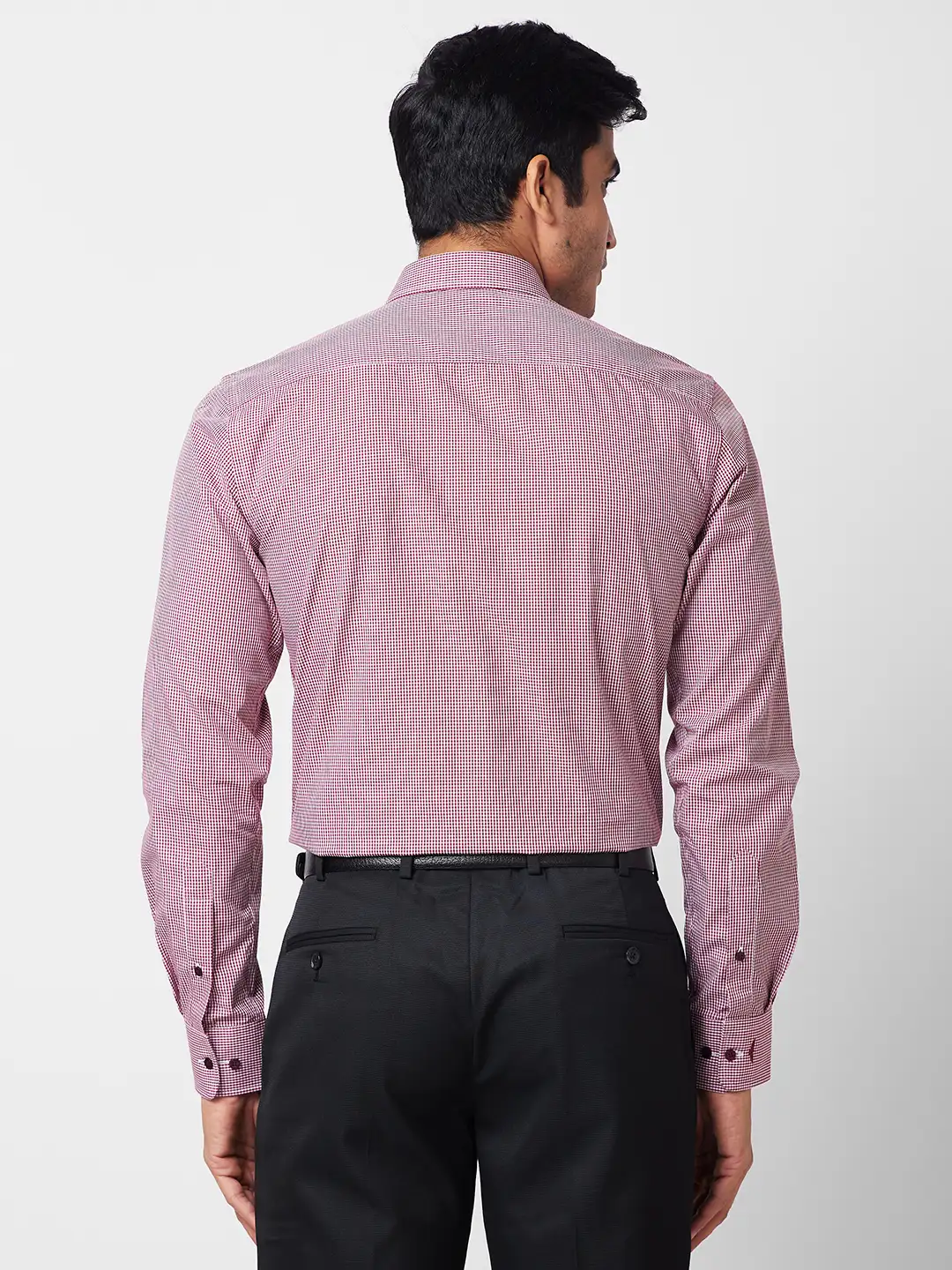 Park Avenue Men Maroon Checks Slim Fit Cotton Shirt - Image 4