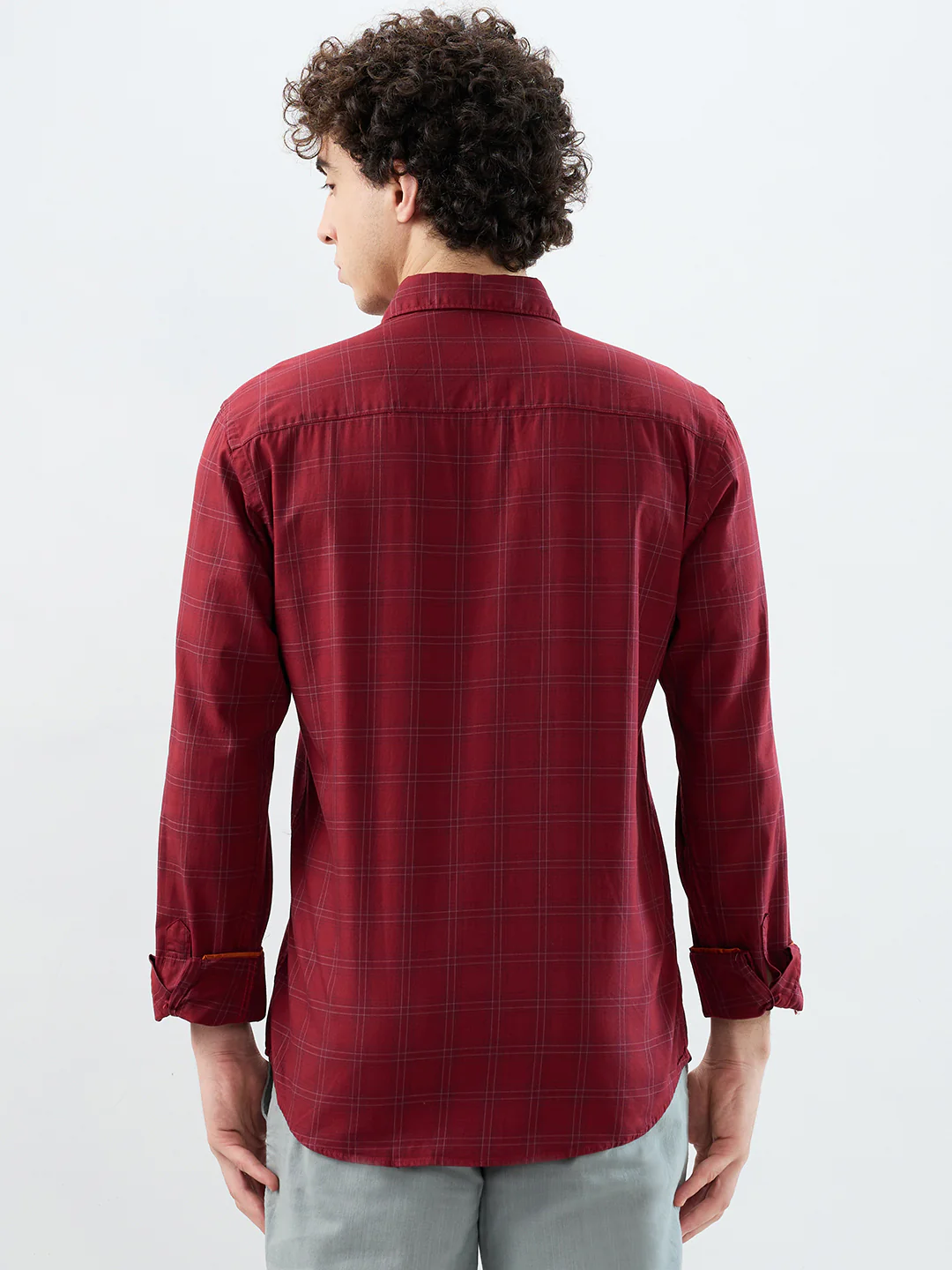Park Avenue Men Maroon Checks Slim Fit Cotton Shirt - Image 4