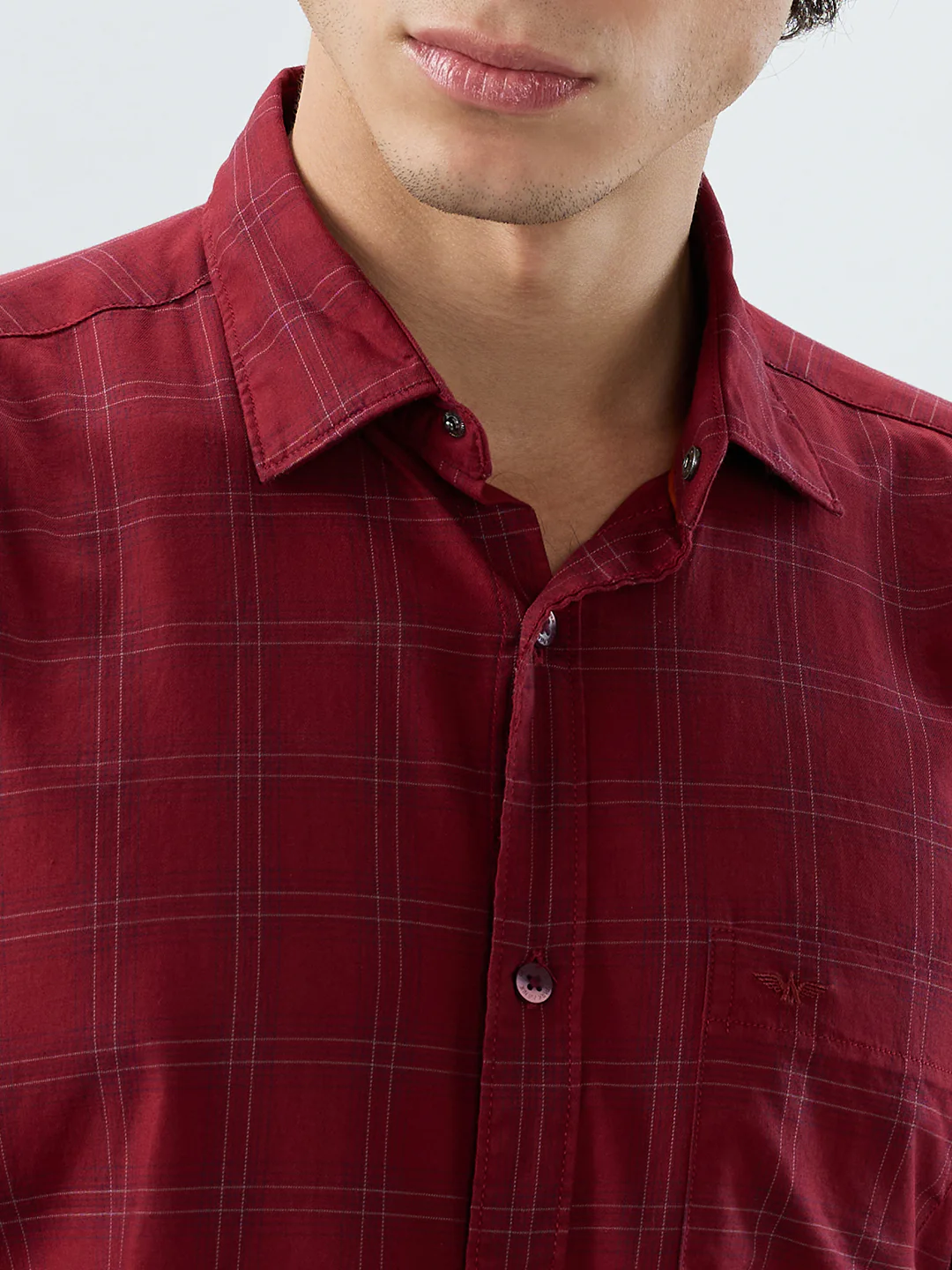 Park Avenue Men Maroon Checks Slim Fit Cotton Shirt - Image 6