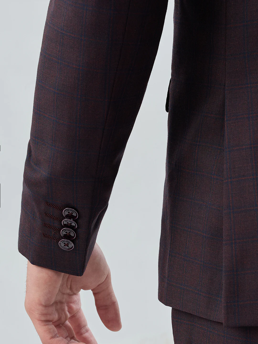 Park Avenue Men Maroon Checks Slim Fit Polyester Blend Suit - Image 7