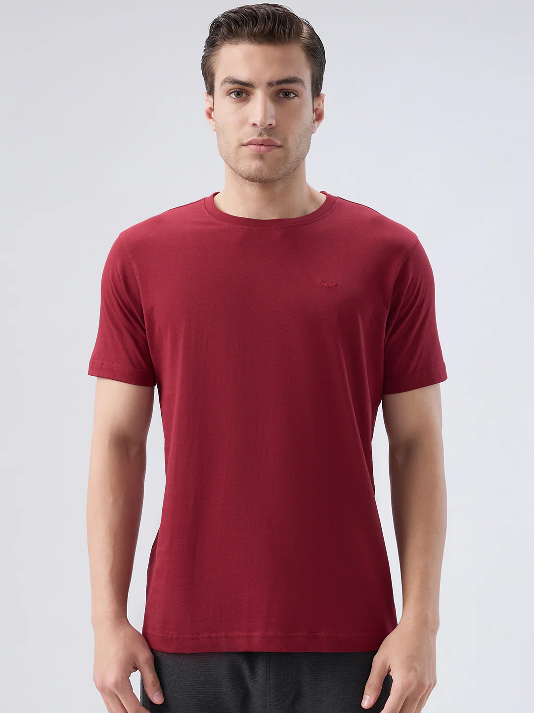 Park Avenue Men Maroon Cotton T-Shirt