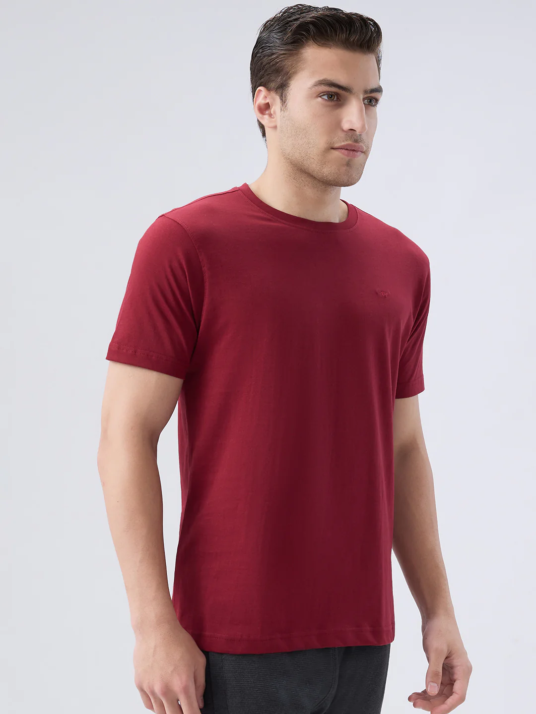 Park Avenue Men Maroon Cotton T-Shirt - Image 2