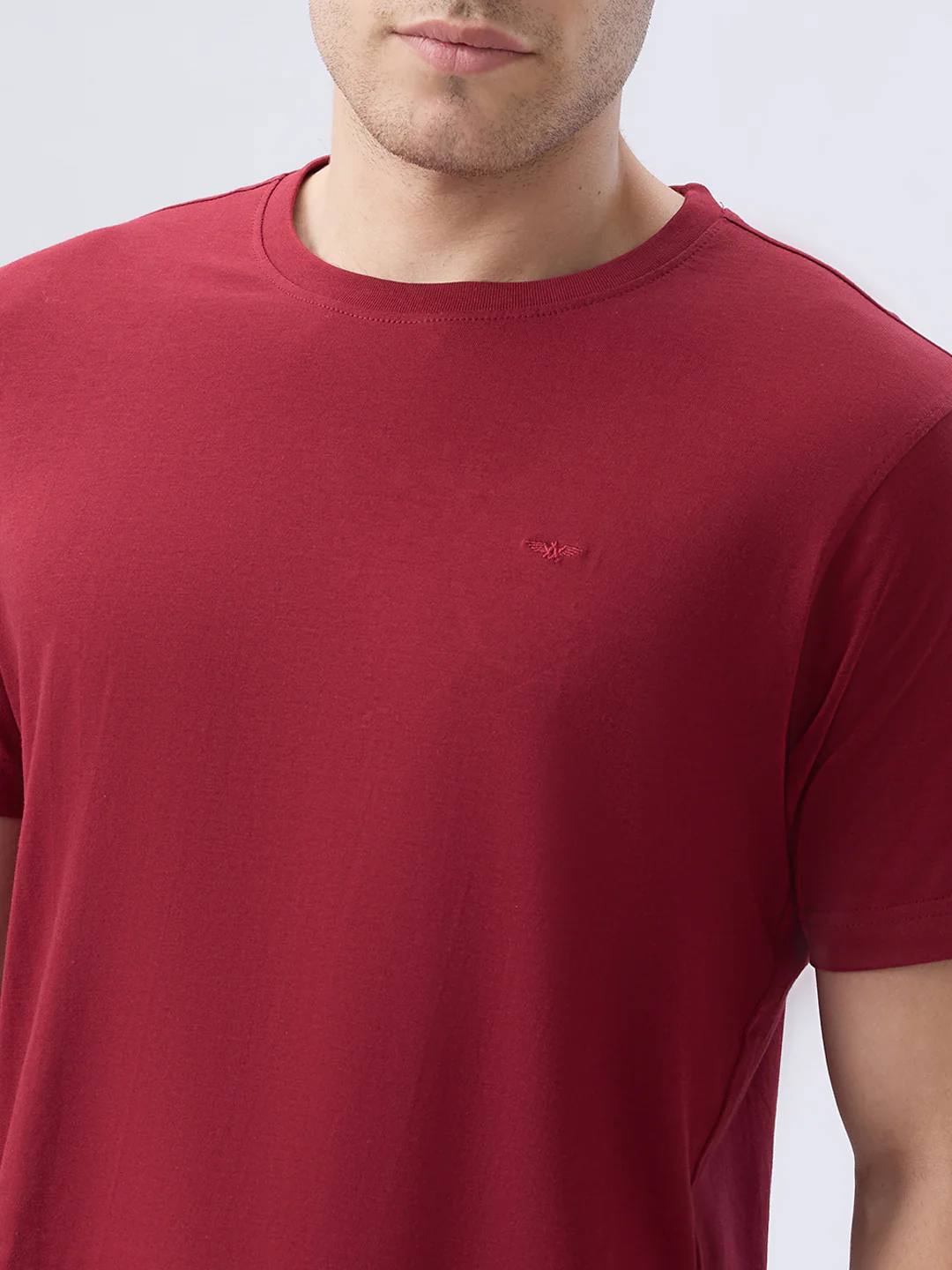 Park Avenue Men Maroon Cotton T-Shirt - Image 6