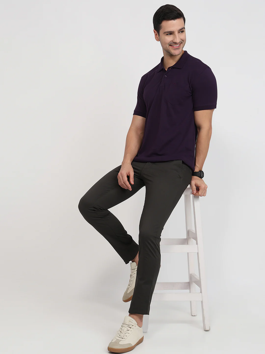 Park Avenue Men Maroon Cotton T-Shirt - Image 5