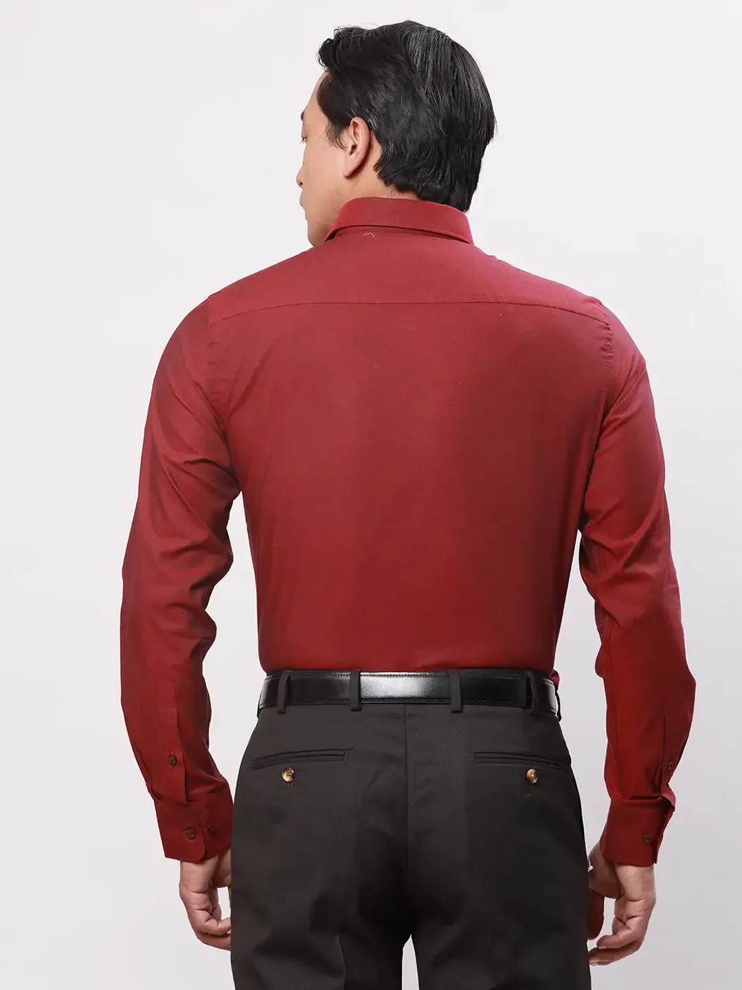 Park Avenue Men Maroon Oxford Slim Fit Cotton Shirts - Image 4