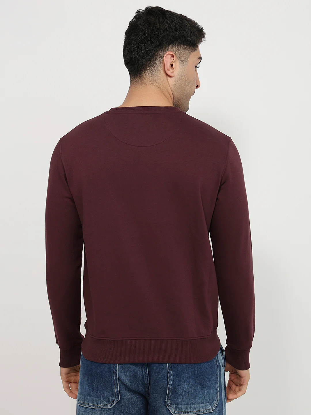 Park Avenue Men Maroon Print Slim Fit Cotton Blend Sweatshirt - Image 4