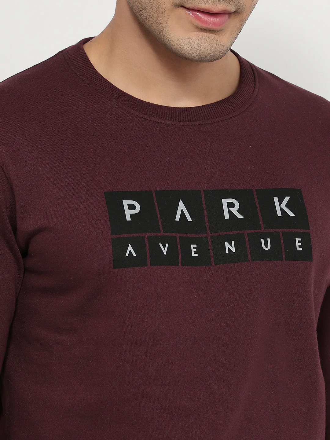 Park Avenue Men Maroon Print Slim Fit Cotton Blend Sweatshirt - Image 6