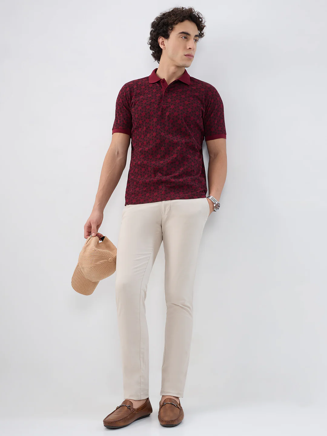 Park Avenue Men Maroon Print Slim Fit Cotton Blend T-shirt - Image 7