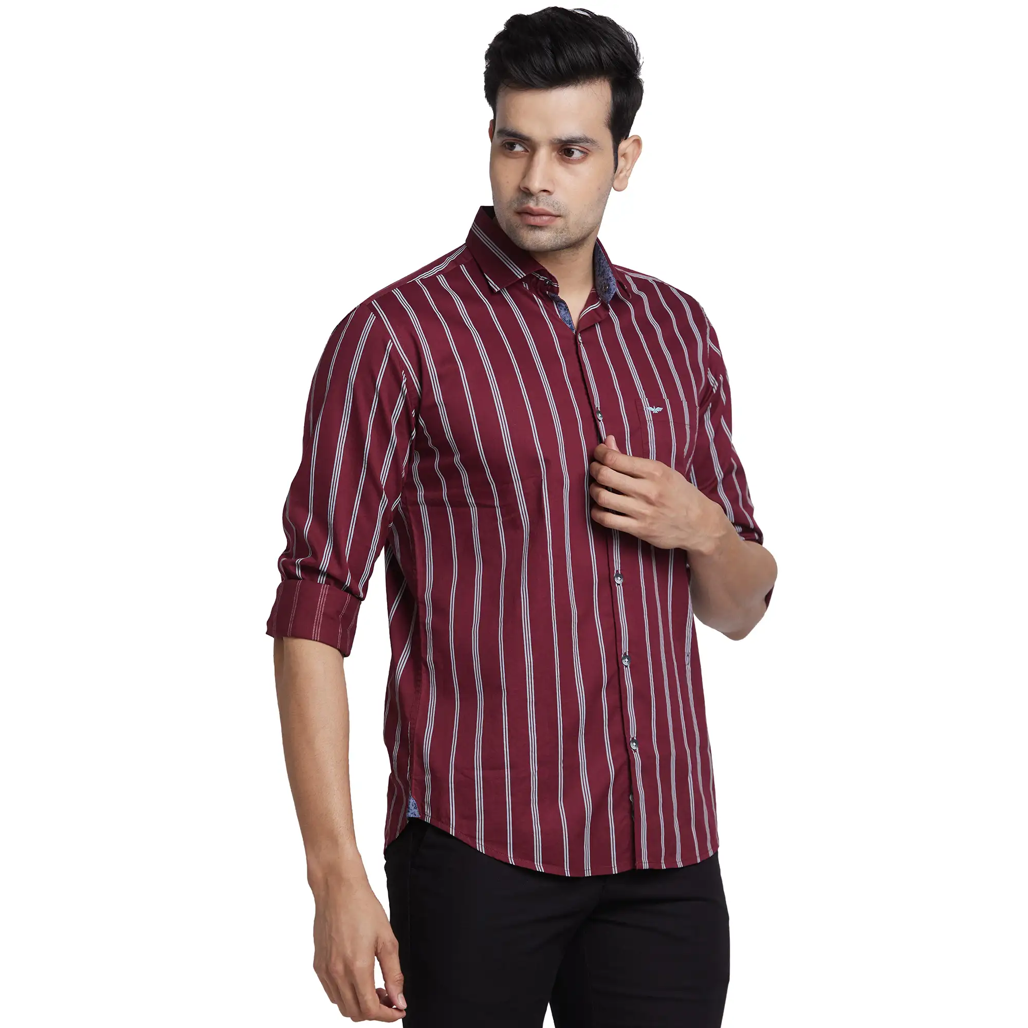 Park Avenue Men Maroon Print Slim Fit Cotton Shirt - Image 2