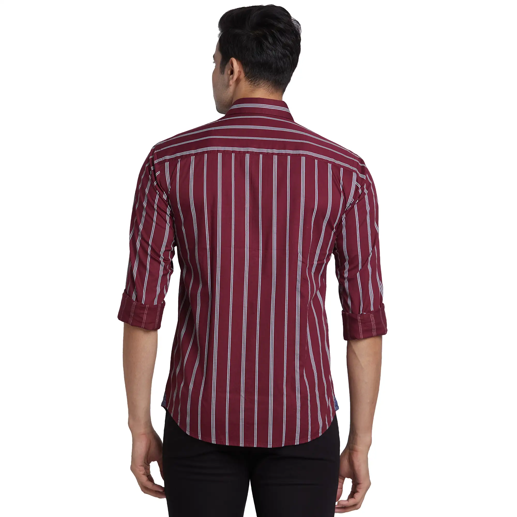 Park Avenue Men Maroon Print Slim Fit Cotton Shirt - Image 4