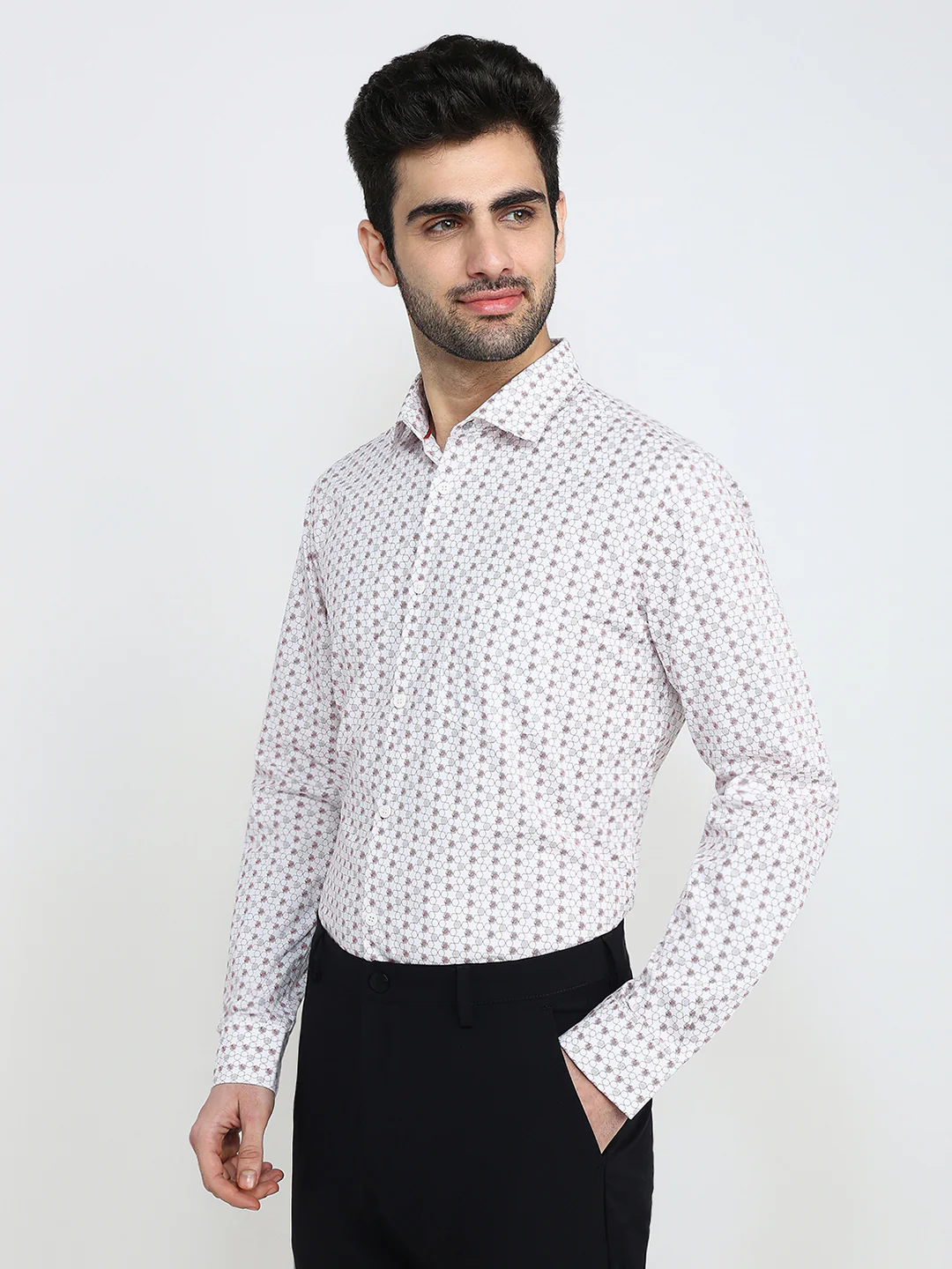 Park Avenue Men Maroon Printed Slim Fit Cotton Full Sleeve Casual Shirt - Image 2