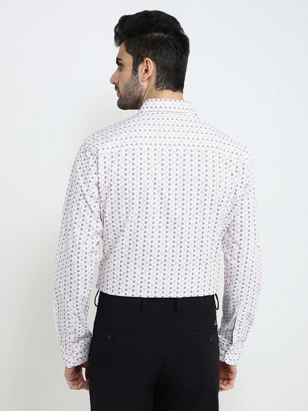 Park Avenue Men Maroon Printed Slim Fit Cotton Full Sleeve Casual Shirt - Image 4
