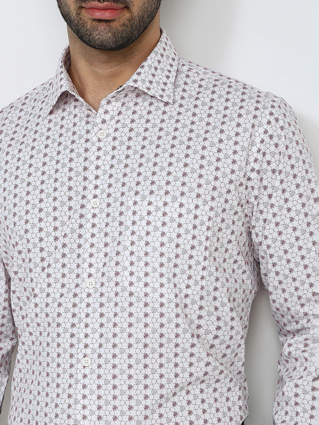 Park Avenue Men Maroon Printed Slim Fit Cotton Full Sleeve Casual Shirt - Image 6