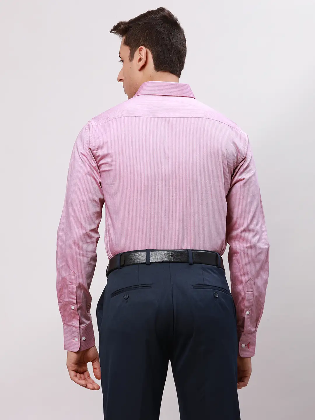 Park Avenue Men Maroon Slim Fit Striped Cotton Full Sleeve Cut Away Shirt - Image 5
